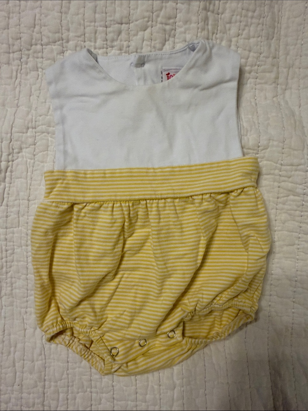 Jelly Beans White & Yellow Striped Baby One-Piece